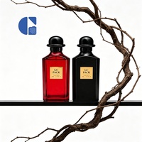 Botella de Perfume de Vidrio Cuadrada Biselada de Color Personalizada con Logotipo, 100 ml, Vacía, Recargable, con Pulverizador de Fragancia y Tapa de Cúpula Retro