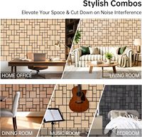Panneaux muraux acoustiques en PVC PET, grain de bois polyester, auto-adhésifs, insonorisants, modernes, NRC 0.9, pour la maison, le studio, le bureau