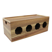 Boîte de rangement pour câbles de téléphone portable, gestion des câbles, organisateur de cordons, boîte de rangement pour câbles en bois d'acacia avec couvercle