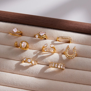 Anello QISEN <span class=keywords><strong>2026</strong></span> in Acciaio Inossidabile Impermeabile con Zirconi, Placcato Oro 18K, Resistente all'Appannamento, Anello Vistoso e Impilabile - Product Image 5