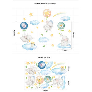 Smontabile del fumetto di kawaii elephant <span class=keywords><strong>nuvole</strong></span> carta da parati stella arcobaleno carino adesivi per i bambini del fumetto - Product Image 5