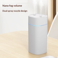 Humidificateur ultrasonique portable 600 ml à double buse, grande brume, nano-humidificateur d'air hydratant pour la maison, le bureau et l'utilisation sur bureau