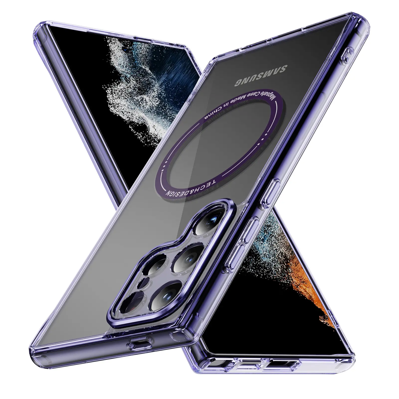 Luxe Harde Pc Telefoon Hoesje Magnetische Camera Beschermer Mobiele Telefoon Tassen Voor Samsung Galaxy S24 Ultra