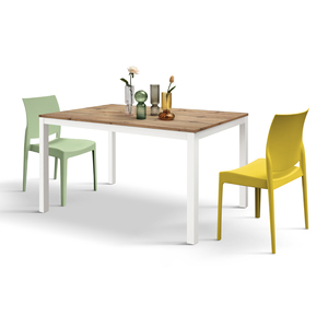 โต๊ะอาหารไม้โอ๊คแบบขยายได้ 120x80 ซม. ฐานโลหะสีขาว สำหรับใช้ภายใน - Product Image 3