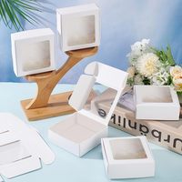 Boîtes en papier kraft blanc personnalisées avec fenêtre transparente, emballage cadeau élégant pour boulangerie, pour biscuits, gâteaux, bonbons, mariage, fête, festival