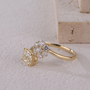 แหวนทอง18K แบบคลาสสิกคุณภาพสูง igi/gia แหวนเพชรสีเหลืองตกแต่งห้องแล็บของขวัญสำหรับแฟนสาวสำหรับวันเกิด - Product Image 4