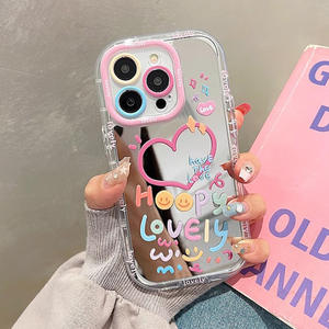 Custodia Protettiva <span class=keywords><strong>Trasparente</strong></span> Effetto Specchio per iPhone 17 Pro Max, <span class=keywords><strong>Cover</strong></span> Rosa per Ragazze Felici, Compatibile con <span class=keywords><strong>Apple</strong></span> 15 Plus 16 - Product Image 3