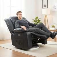 Fauteuil électrique doux en cuir de siège confortable moderne de haute qualité avec chauffage de massage pivotant