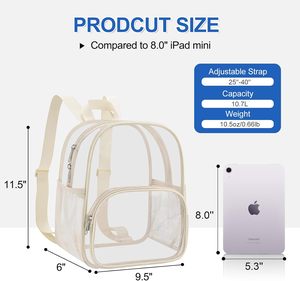 กระเป๋าเป้สะพายหลังใส PVC สำหรับสนามกีฬา มีซิปปิด ช่องด้านหน้า กันน้ำ โปร่งใส สำหรับคอนเสิร์ต กีฬา และการเดินทาง - Product Image 2