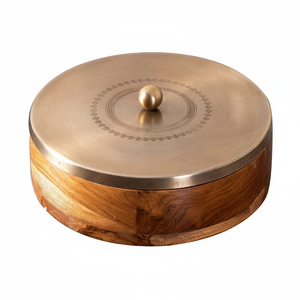 ภาชนะใส่อาหารที่เป็นมิตรกับธรรมชาติพร้อมฝาโลหะและฐานไม้วัสดุคุณภาพสูงขนาด9นิ้วดีไซน์แบบวินเทจ - Product Image 1