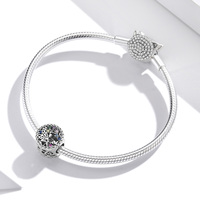 Lot de perles en forme de petit elfe, saphir bleu, diy, grosses, de forêt, zircon, creux, en argent 925, accessoires scc198