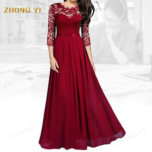 <span class=keywords><strong>Robes</strong></span> <span class=keywords><strong>de</strong></span> soirée longues pour femmes, élégantes et généreuses, en polyester, à manches courtes, à découpes, <span class=keywords><strong>taille</strong></span> haute, motif - Product Image 4