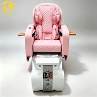 Fauteuil de Pédicure Multifonctionnel de Luxe avec Lumière LED, Bol de Pédicure, Chaise de Massage, Station de Manucure et Massage des Pieds