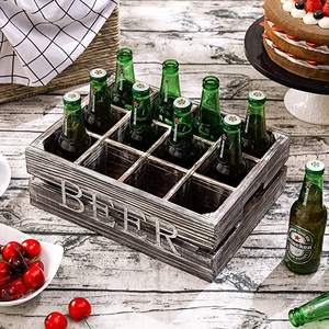 Estante de exhibición enfriador de 6 botellas de bambú y madera de fácil montaje para fiestas de Bar de <span class=keywords><strong>cerveza</strong></span> o portadores de botellas de vino incluidos - Product Image 3