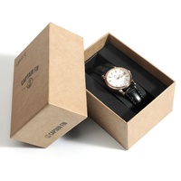 Boîtes à montres en carton rigide en papier kraft recyclé, nouveau style classique, avec logo personnalisé, feuille d'aluminium gaufrée et éponge pailletée