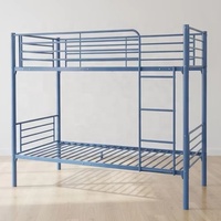 Lit superposé en métal robuste, taille double, avec barrières de sécurité et échelle, gain de place pour écoles, auberges et appartements