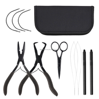 Kit d'outils GlamorDove avec logo personnalisé pour extensions de cheveux micro-nano, avec sac de rangement, pour l'installation et le retrait en salon