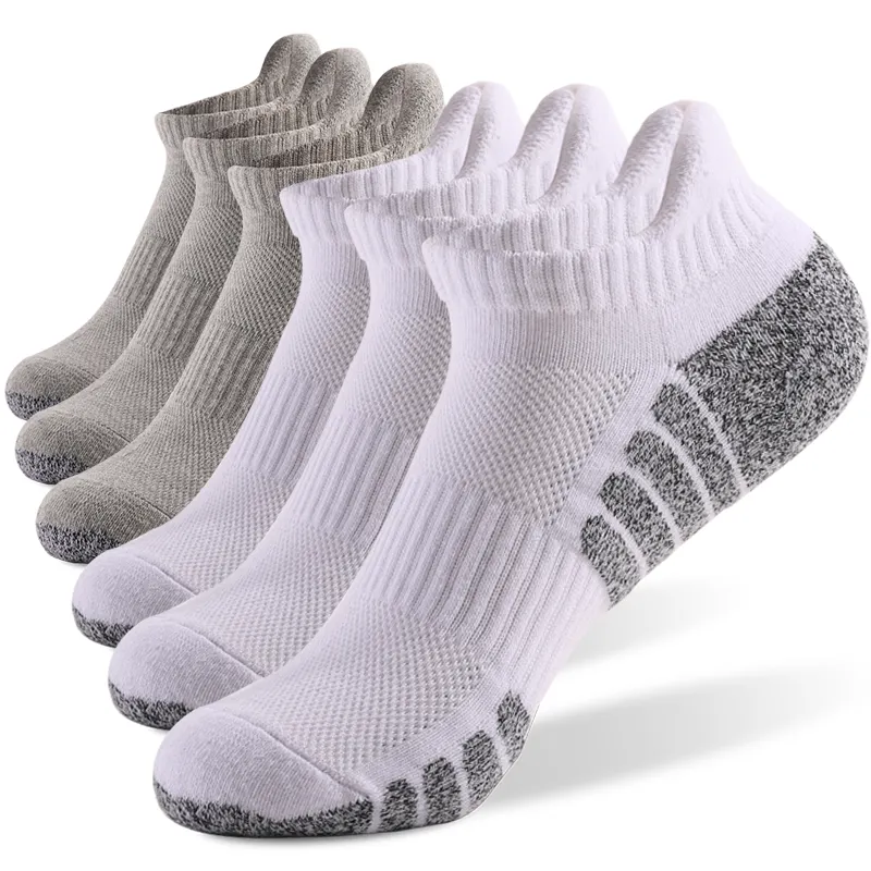 Custom Lightweight Bamboo sweat absorbing Ribbed Dress Business Knitted Gray Sport Ankle Socks with thick towel soles