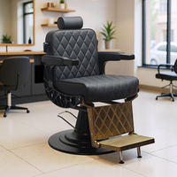 Fauteuil de Barbier Moderne en Cuir Rotatif à 360° avec Fonction Inclinable pour Salon de Coiffure, Mobilier de Luxe pour Salon