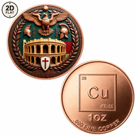 Pièce de monnaie en cuivre pur 999 de 1 once, personnalisée en gros, motif Colisée romain, casque d'aigle et couronne de laurier, pièce commémorative de collection