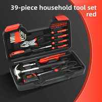 Kit d'outils à main ménagers en acier au carbone de 39 pièces pour le commerce extérieur, comprenant pinces, ruban à mesurer, clés hexagonales, emballage thermorétractable pour l'entretien