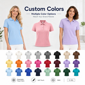 Polo en piqué 180G pour femme avec logo personnalisé, respirant, doux, coupe ajustée, uniforme de golf en gros, tailles S-4XL, bleu nuit lavande - Product Image 3