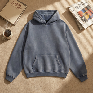 OEM ODM 355G Sweat à capuche streetwear unisexe oversize à épaules tombantes en molleton velours teint en pièce effet flocon de neige - Product Image 1