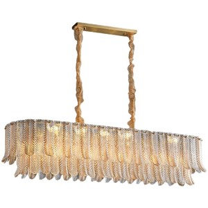 Modern Leaf Shape Rectangular Chandelier <b>Led</b> <b>Light</b> Home Dining Room Lighting Design Luxury Crystal Pendant Lamp - Product Image 4