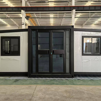 Maison conteneur modulaire extensible à double aile, design moderne, respirante, robuste, avec revêtement de sol en PVC, résistante aux intempéries