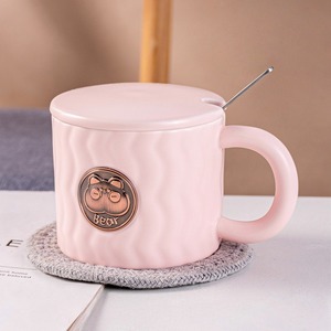 Ceramic Coffee Mug With Lid And Spoon Cute <b>Bear</b> Design Solid Color Tea Cup For Home Use 360ml - Product Image 1