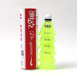 DECOQ Plastic Badminton Shuttlecock Nylon Shuttle Cork Base Plastic Leaf