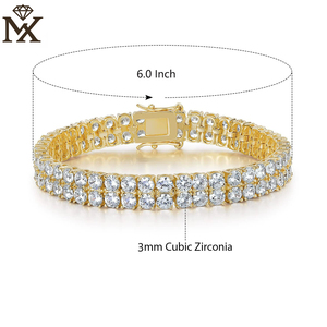 Pulsera de tenis de circonia cúbica de doble fila de 3mm (unisex), regalo de joyería brillante de estilo Hip Hop - Product Image 6