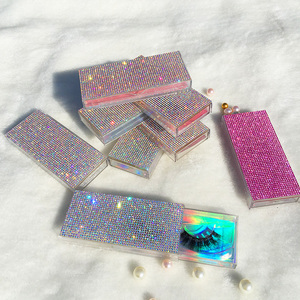 Paquete de caja de pestañas de diamantes de imitación brillantes para pestañas de visón 3D 5D 25mm 20mm logotipo personalizado - Product Image 2