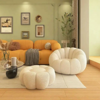 Flauschiger Kürbis-Sitzsack, weicher Plüsch-Akzentstuhl, fauler Einzelsofa-Sessel mit optionalem Fußhocker für Wohnzimmer und Zuhause