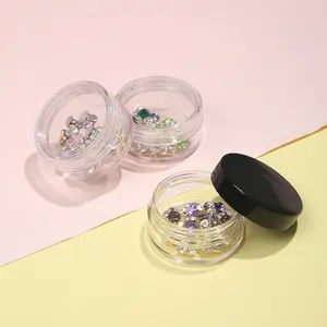 Cheap price acrylic 5g 10g 15g 20g 30g clear loose powder jar container with black lid, eco friendly loose powder plastic jar