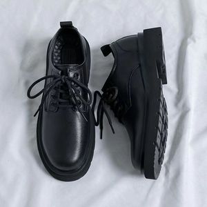 Zapatos Derby de Plataforma con Cordones, Estilo Europeo, Color Negro Mate, Suela Gruesa, Cuero Sintético Suave, Aumentan la Estatura, Estilo Vintage para Estudiantes - Product Image 3