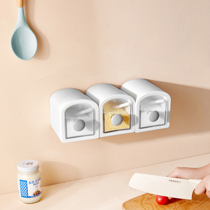 Pot à épices mural <span class=keywords><strong>sans</strong></span> perçage, adhésif, résistant à l'humidité, avec cuillère, <span class=keywords><strong>sans</strong></span> BPA, écologique, grande capacité pour les épices - Product Image 2