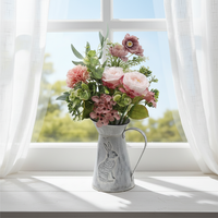 Nordischer Stil Hochwertige Künstliche Blumenarrangements im Eisentopf für Hochzeit, Heimdekoration, Weihnachten, Abschlussfeier, Muttertag