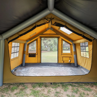 Grande tente de camping familiale pour 3-4 personnes, tissu Oxford PVC imperméable, design à tubes d'air gonflables 3000+, ouverture automatique rapide