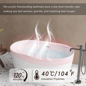 Vasca da Bagno Moderna Autoportante in Acrilico Puro Personalizzata per Immersione in Bianco Lucido - Product Image 5