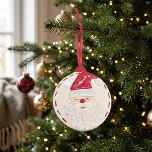 Adorno Navideño Clásico de Cerámica con Rostro de Santa Claus de Win Seng, Pintado a Mano en Color, con Forma de Trineo, Decoración Colgante Esmaltada WS2077-9 - Product Image 3