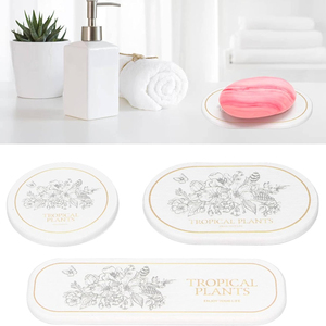 Marble Design Amenities <strong>Tray</strong> for Hotel <strong>White</strong> Bathroom Decor Soap Dispenser With <strong>Tray</strong> Organizer Kit <strong>Bath</strong> Mat Diatomite - Product Image 6