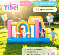 Château gonflable arc-en-ciel coloré 5x5m, équipement de jeu extérieur pour jardin, location pour fête d'anniversaire, château gonflable pour enfants