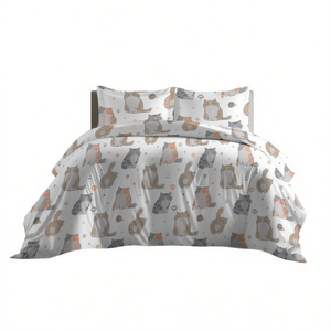 Ensemble de housse de couette 100% coton Gatti italien Queen 250x200cm Motif chat Literie - Product Image 3