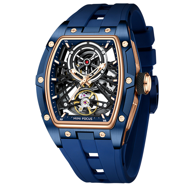 Mini Focus MF0603G Men Watches Sports Mechanical Tonneau Dial Automatic Movement Luxury Male's Waterproof Hollow Out Watch