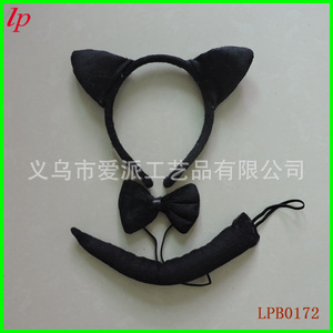 Ensemble trois pièces chat noir, bandeau, nœud papillon, queue pour femme, costume d'Halloween LPB0227 - Product Image 2