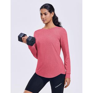 Chemise de randonnée athlétique pour femmes, haut d'entraînement à manches longues, haut de yoga, respirant, séchage rapide, col rond, rouge vif, taille XL - Product Image 5