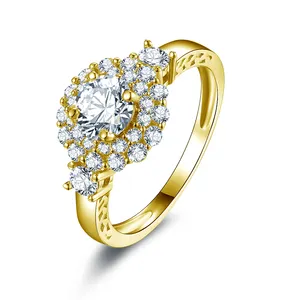 Anelli di gioielli di moda personalizzati gioielli da sposa 10K 14K 18K in oro reale massiccio con 1ct 2ct 3ct Moissanite anello da donna