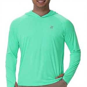 Camiseta Casual de Manga Larga con Capucha para Hombre, Color Verde, de Secado Rápido, Corte Regular, Color Sólido, Tejido de Poliéster, para Verano - Product Image 1