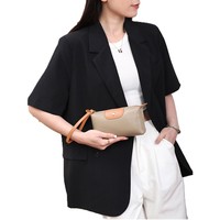 Dompet Clutch Kulit Sapi Asli Dua Warna Kontras dengan Tali Pergelangan Tangan dan Ritsleting Atas untuk Wanita